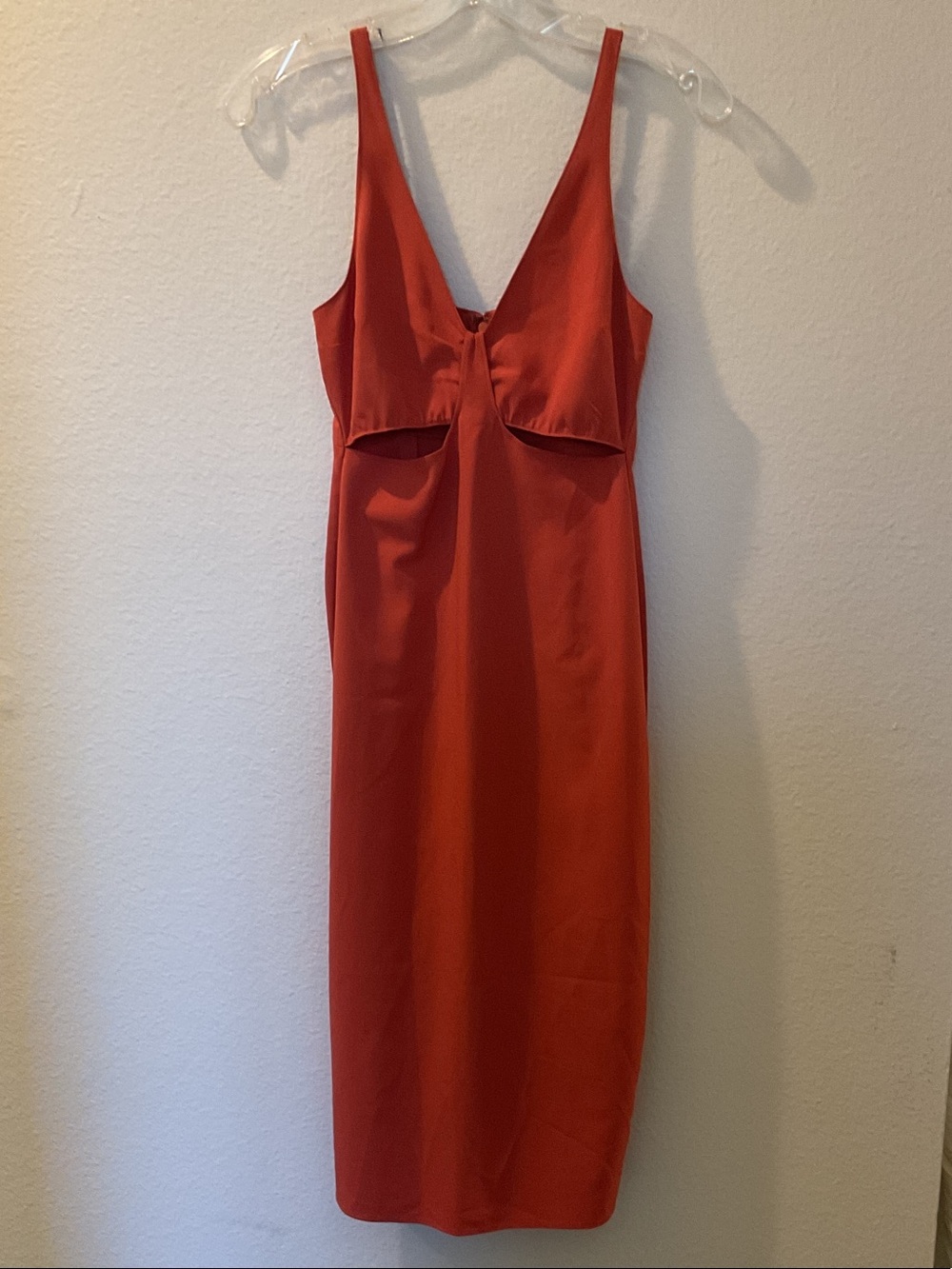 Abercrombie & Fitch Orange V-Neck Midi Dress XXSP
